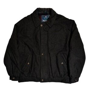 Vintage Members Only Jacket Mens Size L Wool Winter Black Coat Charcoal Gray